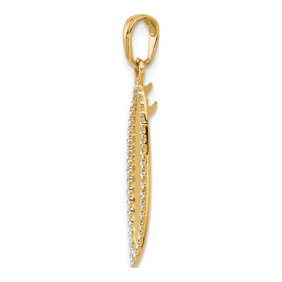 14K Yellow Gold 3D Surfboard Pendant – view 5