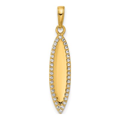 14K Yellow Gold 3D Surfboard Pendant