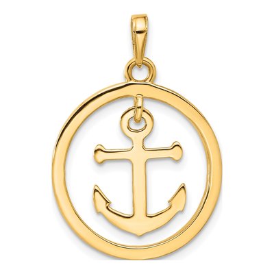 14K Yellow Gold Diamond-Cut Anchor Pendant – view 4