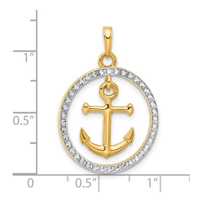 14K Yellow Gold Diamond-Cut Anchor Pendant – view 5