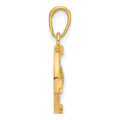 14K Yellow Gold Diamond-Cut Compass Pendant – view 3