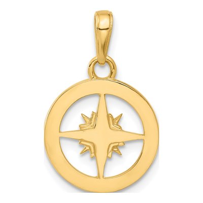 14K Yellow Gold Diamond-Cut Compass Pendant – view 4