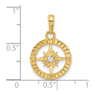 14K Yellow Gold Diamond-Cut Compass Pendant – view 5