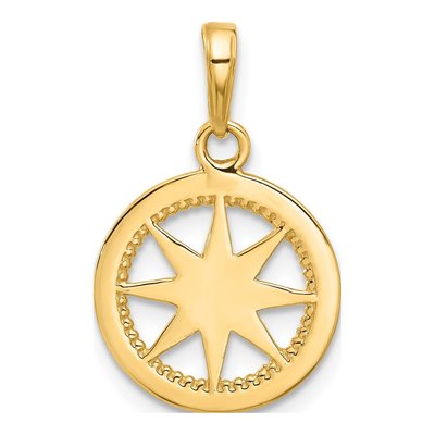 14K Yellow Gold Diamond-Cut Compass Pendant – view 4