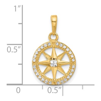 14K Yellow Gold Diamond-Cut Compass Pendant – view 5