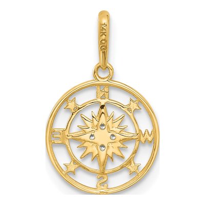 14K Yellow Gold CZ Compass Pendant – view 4