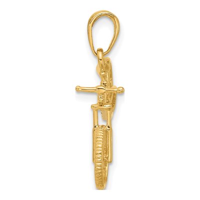 14K Yellow Gold Diamond-Cut 3D Bicycle Pendant – view 3