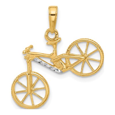 14K Yellow Gold Diamond-Cut 3D Bicycle Pendant – view 4