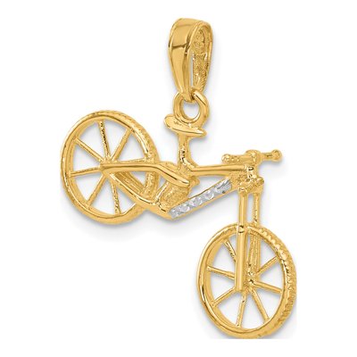 14K Yellow Gold Diamond-Cut 3D Bicycle Pendant – view 5