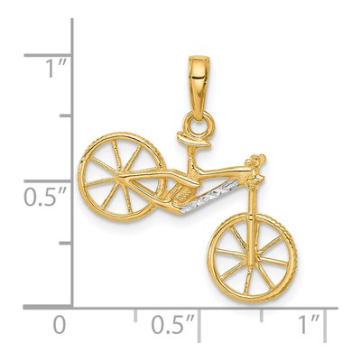 14K Yellow Gold Diamond-Cut 3D Bicycle Pendant – view 6