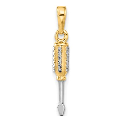 14K Yellow Gold Diamond-Cut 3D Screwdriver Pendant – view 4