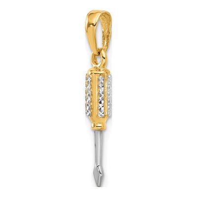 14K Yellow Gold Diamond-Cut 3D Screwdriver Pendant – view 5