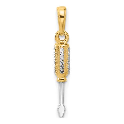 14K Yellow Gold Diamond-Cut 3D Screwdriver Pendant