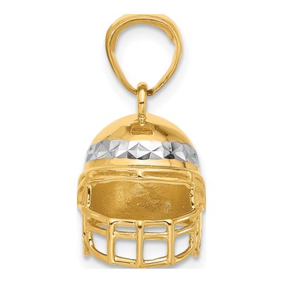 14K Yellow Gold 3-D Football Helmet Pendant – view 3