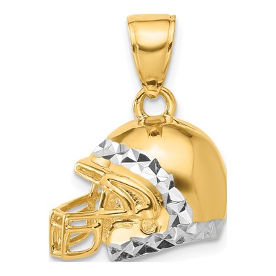 14K Yellow Gold 3-D Football Helmet Pendant – view 4