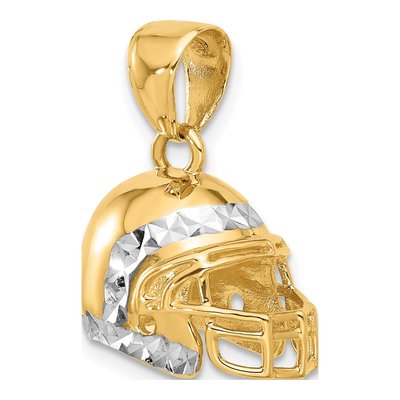 14K Yellow Gold 3-D Football Helmet Pendant – view 5
