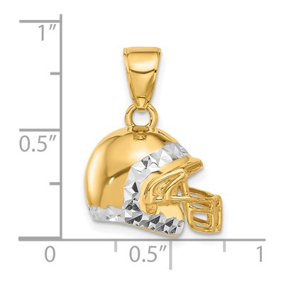 14K Yellow Gold 3-D Football Helmet Pendant – view 6