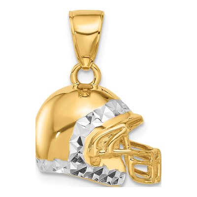 14K Yellow Gold 3-D Football Helmet Pendant
