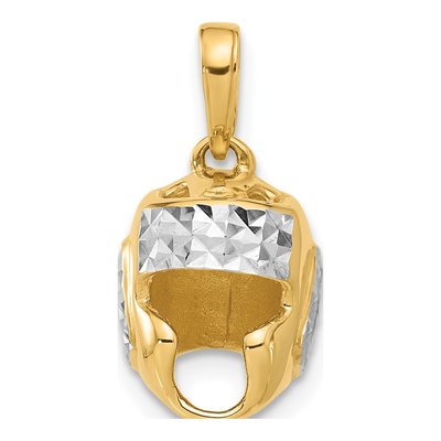 14K Yellow Gold Wrestling Helmet Pendant