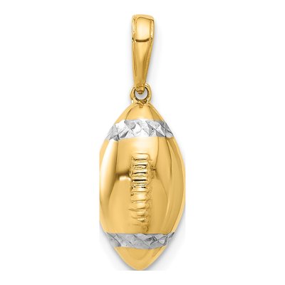 14K Yellow Gold 3D Football Pendant