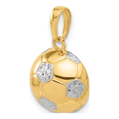 14K Yellow Gold Diamond-Cut Soccer Ball Pendant – view 5