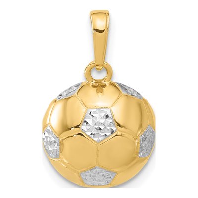 14K Yellow Gold Diamond-Cut Soccer Ball Pendant