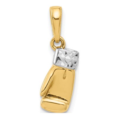 14K Yellow Gold Diamond-Cut Boxing Glove Pendant – view 4