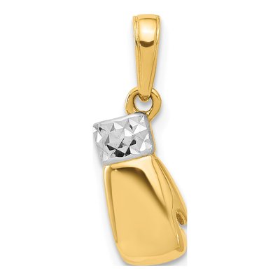 14K Yellow Gold Diamond-Cut Boxing Glove Pendant