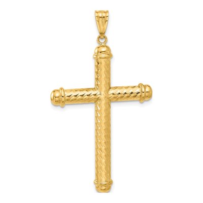14K Yellow Gold Diamond-Cut Cross Pendant – view 4