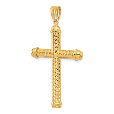 14K Yellow Gold Diamond-Cut Cross Pendant – view 5