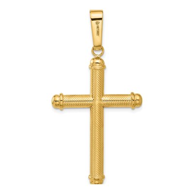 14K Yellow Gold Textured Cross Pendant – view 4