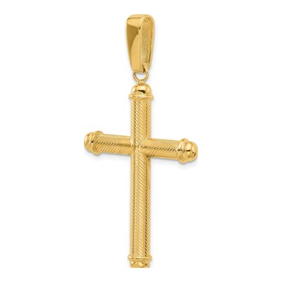 14K Yellow Gold Textured Cross Pendant – view 5