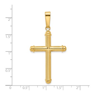 14K Yellow Gold Textured Cross Pendant – view 6