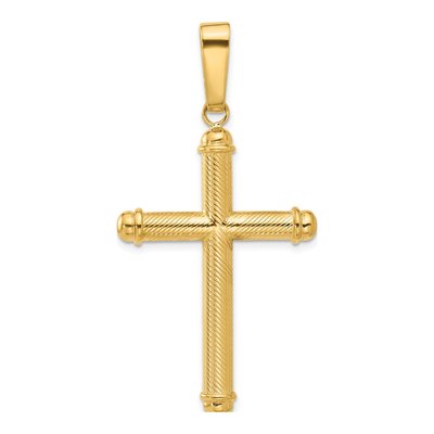 14K Yellow Gold Textured Cross Pendant