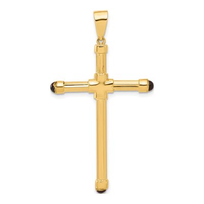 14K Yellow Gold Black Onyx Cross Pendant