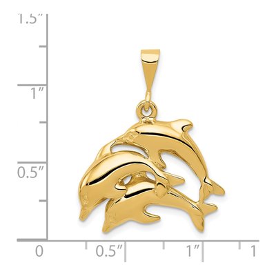 14K Yellow Gold Three Dolphin Pendant – view 5