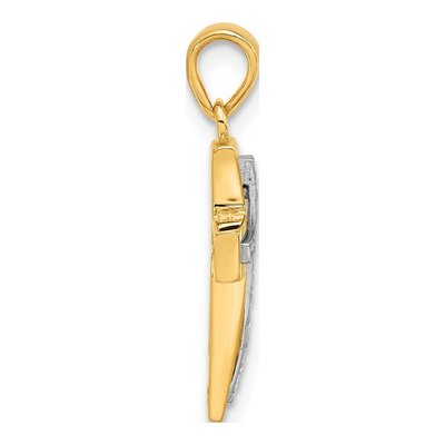 14K Two-Tone Gold Diamond-Cut Cross Pendant – view 3