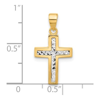 14K Two-Tone Gold Diamond-Cut Cross Pendant – view 5