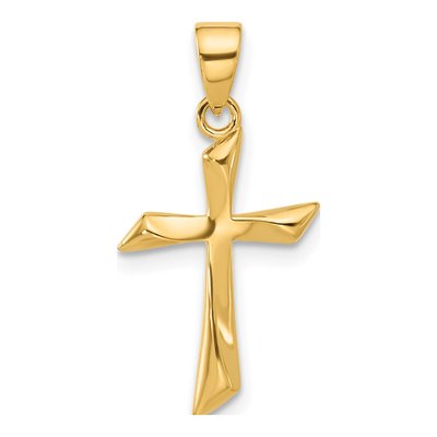 14K Yellow Gold Angled Cross Pendant