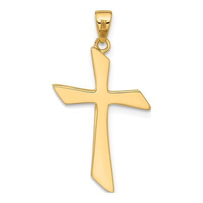 14K Yellow Gold Angled Cross Pendant – view 4