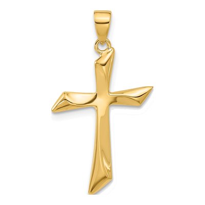 14K Yellow Gold Angled Cross Pendant