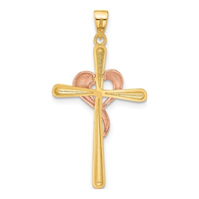 14K Two-Tone Gold Cross Pendant – view 4