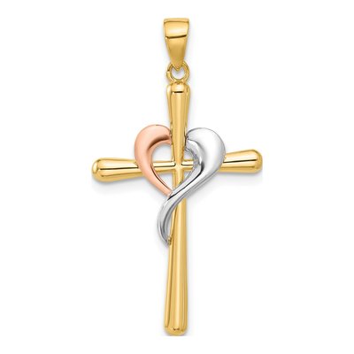 14K Two-Tone Gold Cross Pendant