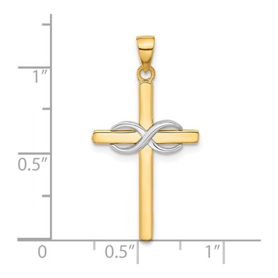 14K Two-Tone Gold Infinity Cross Pendant – view 5