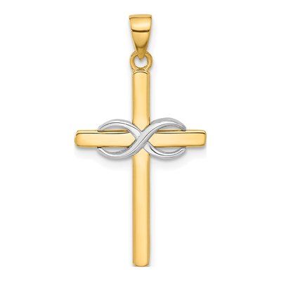 14K Two-Tone Gold Infinity Cross Pendant