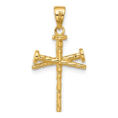 14K Yellow Gold Nails Cross Pendant – view 4