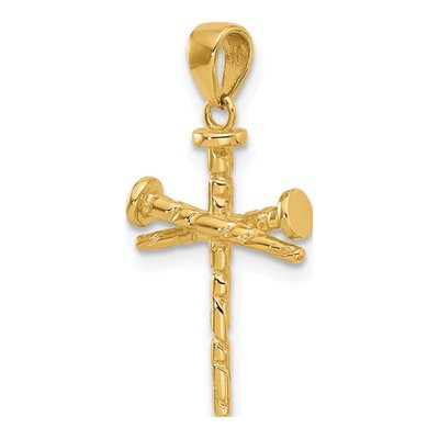 14K Yellow Gold Nails Cross Pendant – view 5