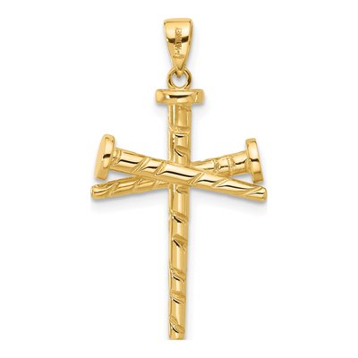 14K Yellow Gold Nails Cross Pendant – view 4