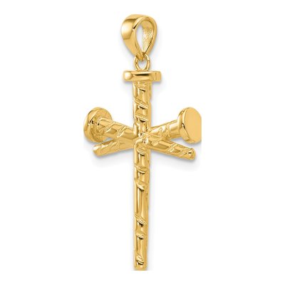 14K Yellow Gold Nails Cross Pendant – view 5