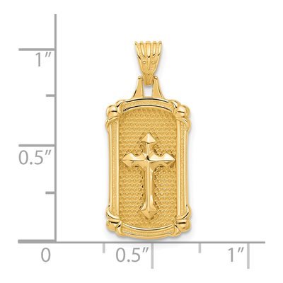 14K Yellow Gold Dog Tag Cross Pendant – view 5